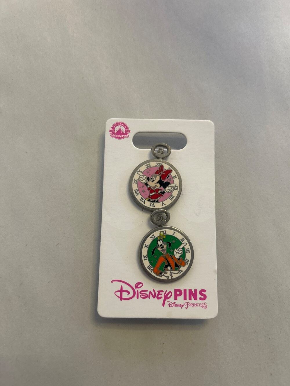 Disney Pin Pocket Stop Watch Limited Edition Minnie Mouse And Goofy